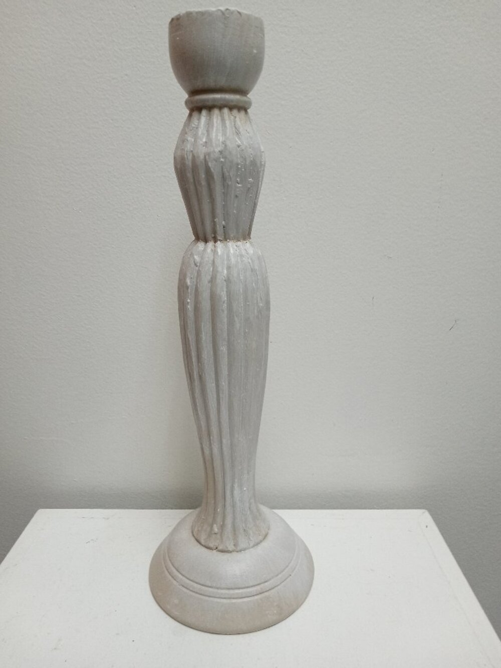 13 3/4" Tall  White Candle Stick Holder-omg338